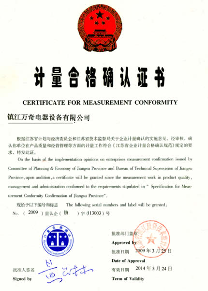 Qualified to confirm measurement certificate
